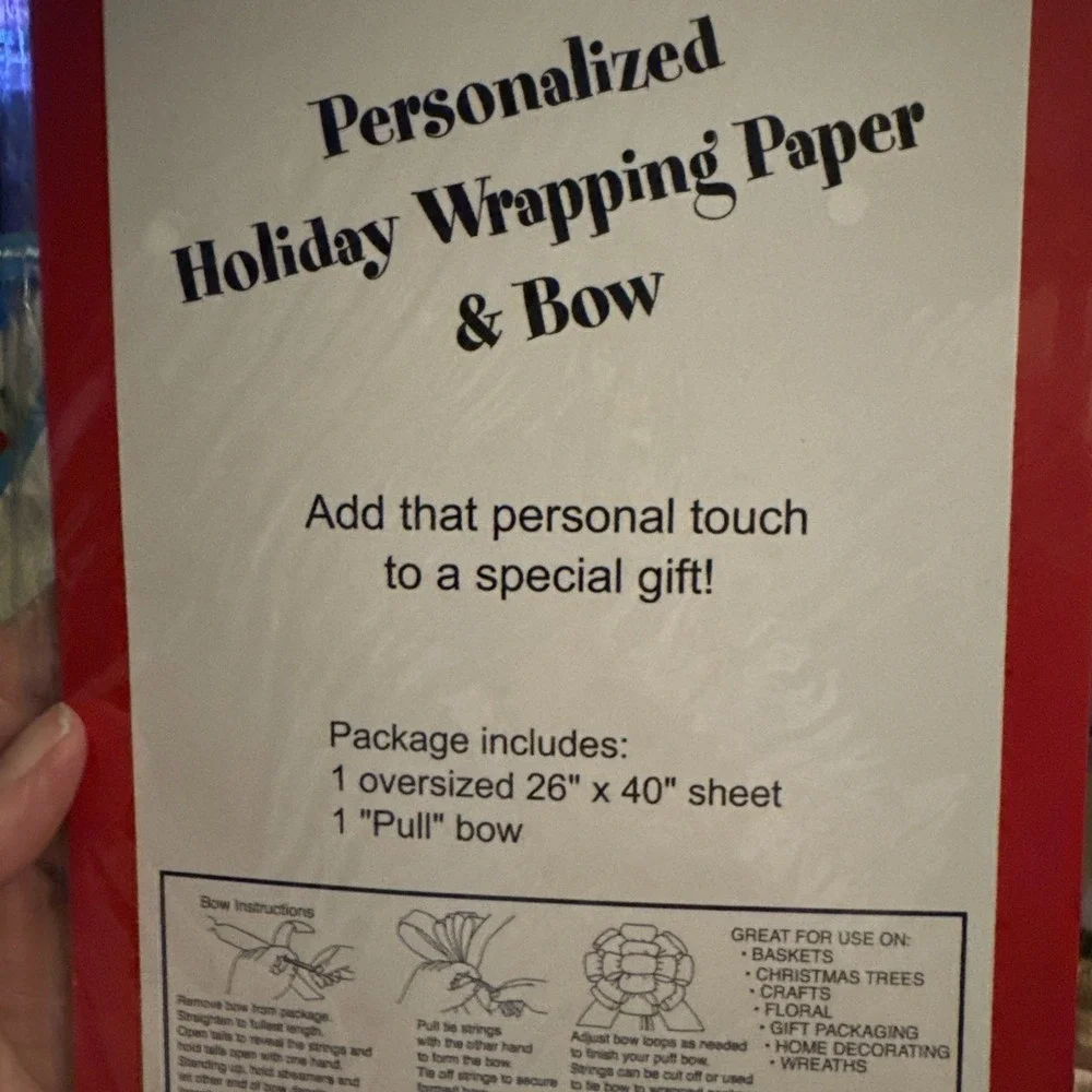 Set Of 3 VTG Christmas HOLIDAY GIFT Wrapping Paper‎ & Pull Bow GRANDPA Stravina